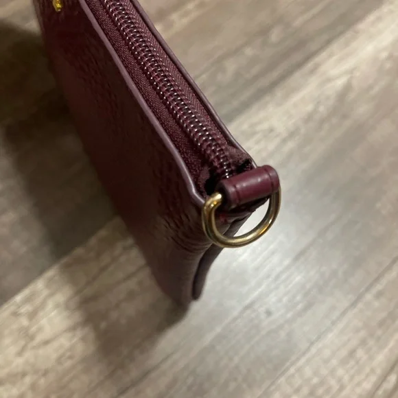 LODIS designer red burgundy wine pebbled leather designer pouch Lagenlook Classy - Picture 7 of 7